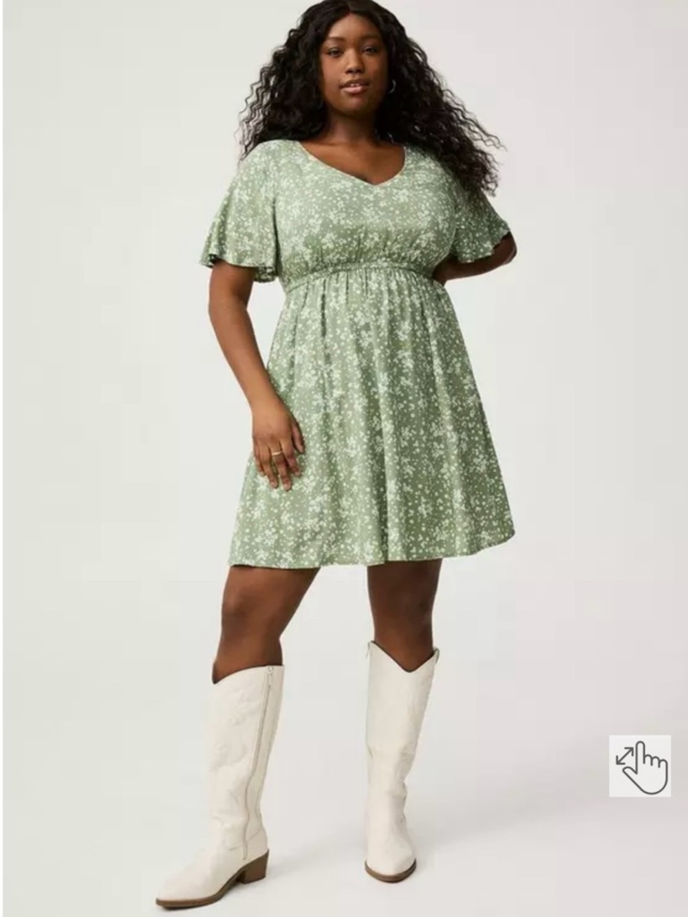 Torrid 21 Sage Green Floral V-Neck Midi Dress - Picture 12 of 14